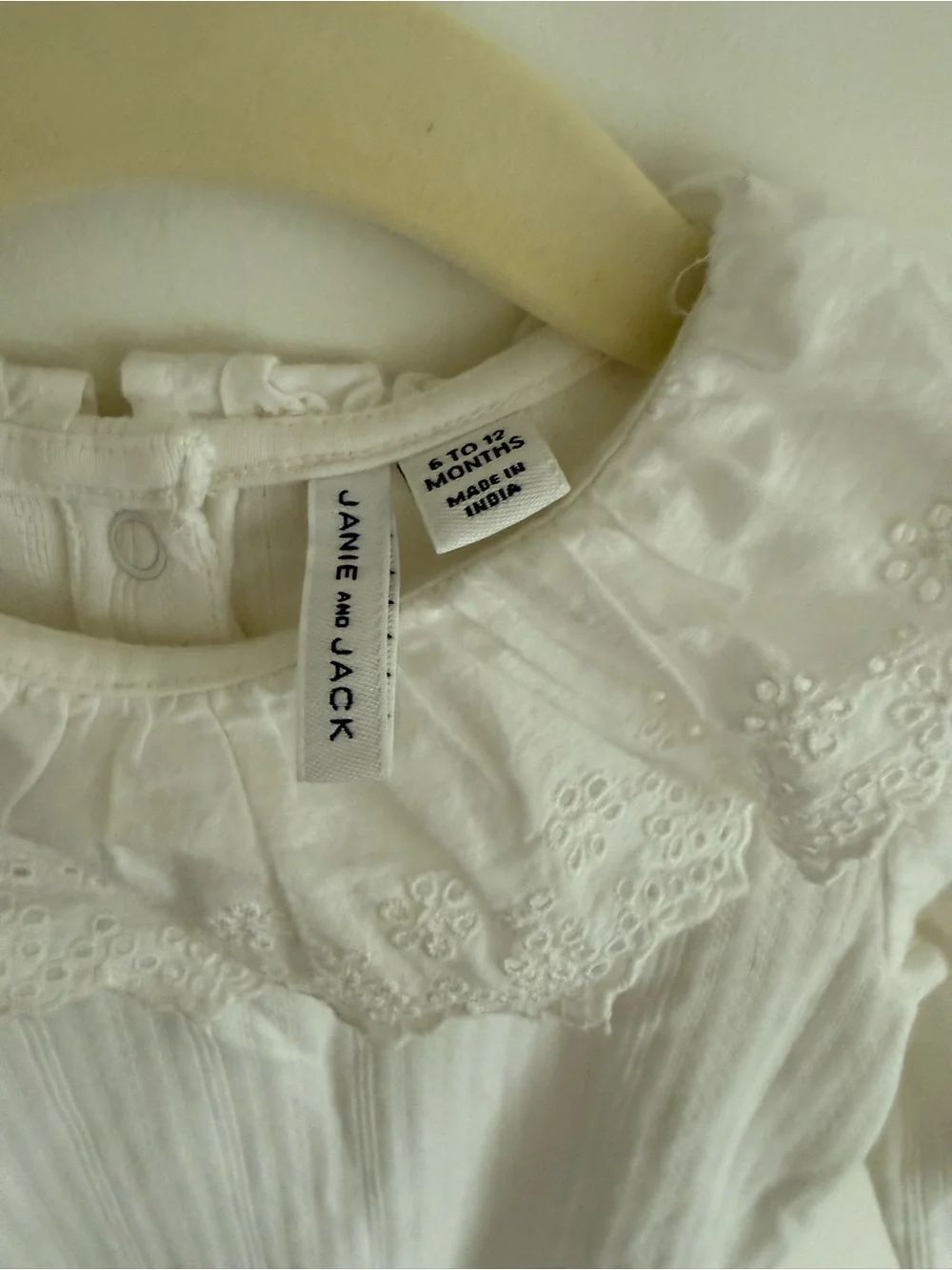 6-12m Janie and Jack White Eyelet Ruffle Collar Pointelle Cotton One-Piece